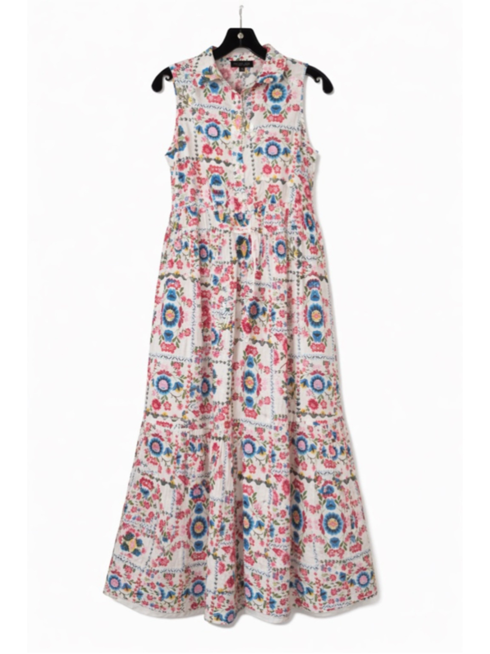 Rachel Zoe Floral Midi Dress XS Boho Cottagecore Tiered Sleeveless Button Front - Picture 2 of 7